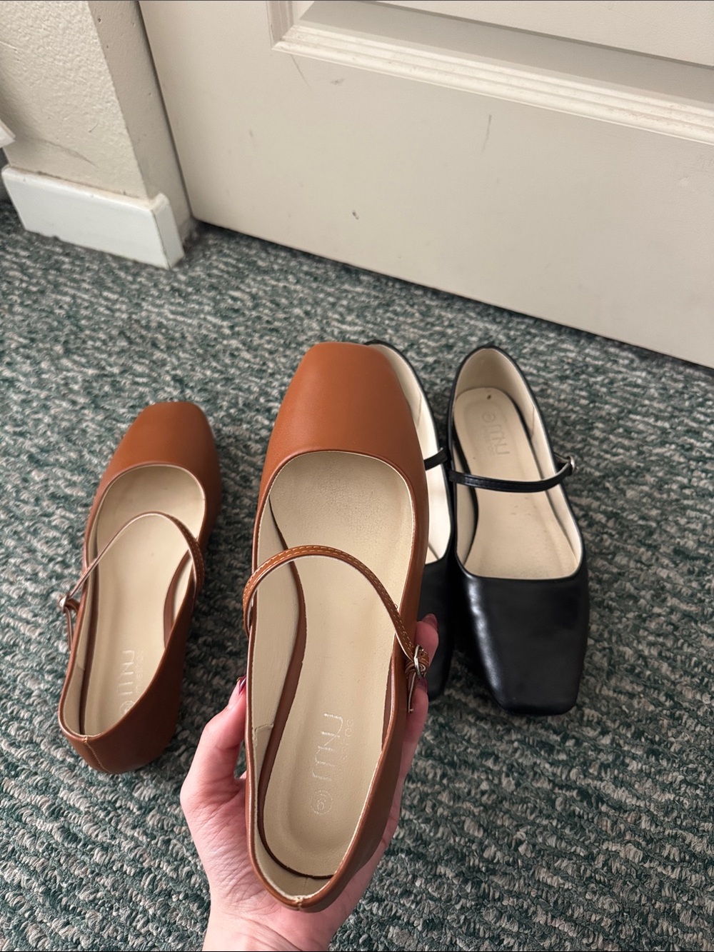 Minimalist Mary Jane Flats in Brown and Black - Listing is for both pairs